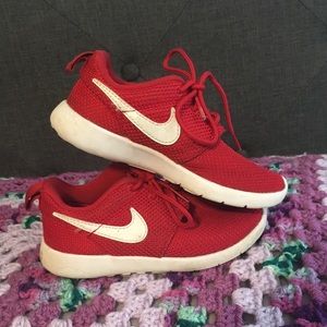 Red Nike sneakers with laces, toddler size 11